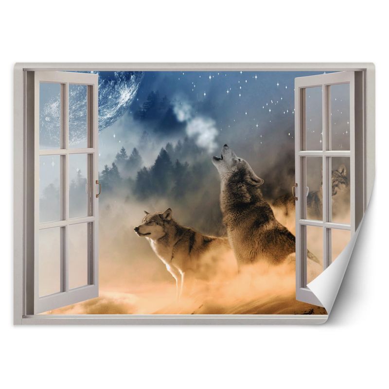 Fototapeta Feeby Okno wilki las we mgle 140x100 1 szt