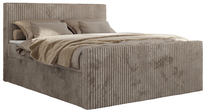 Łóżko kontynentalne MKS Meble TILIANO DUO 140x200 H4 jasnobrązowy sztruks 1szt.