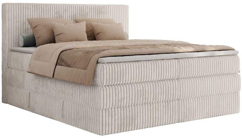Łóżko kontynentalne MKS Meble TILIANO KING 160x200 H3 beżowy sztruks 1szt.