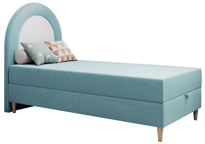 Łóżko młodzieżowe MKS Meble NEST 90x180 H3 niebieski welwet topper T25 1szt.