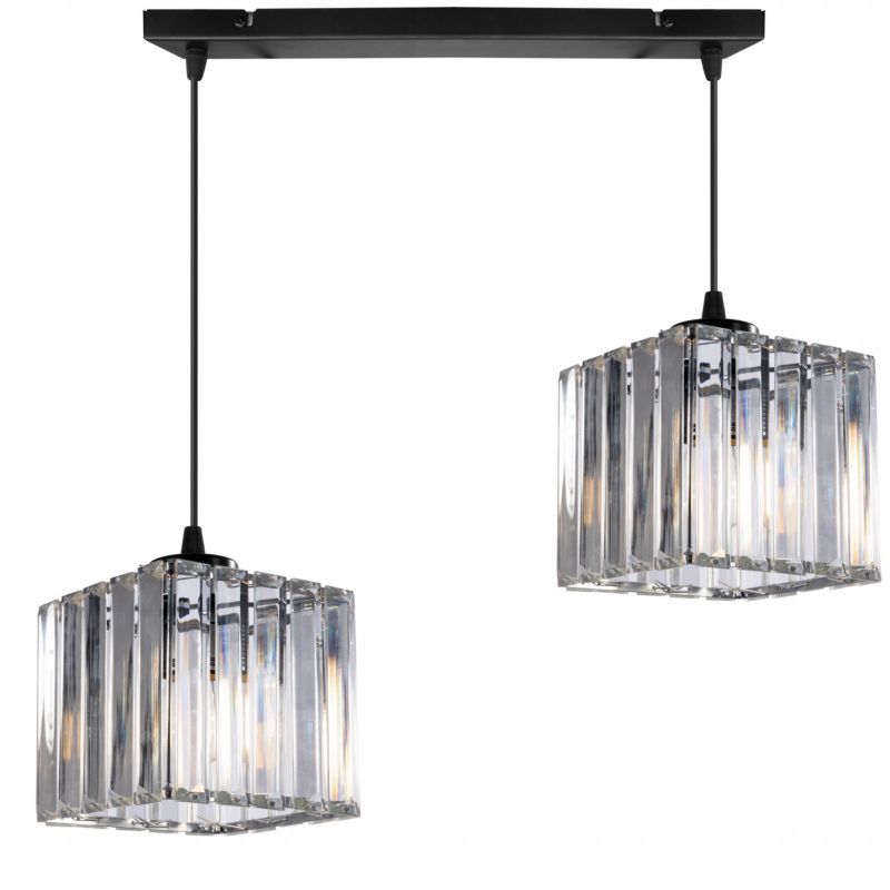 Lampa sufitowa wisząca Light Home LH Holdi 2x E27 60W klosz kwadratowy szkło 1szt.