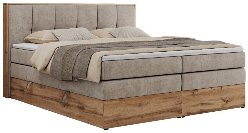 Łóżko kontynentalne MKS Meble ALBERO 1 KING 180x200 H3 Beżowy struktura 1szt.