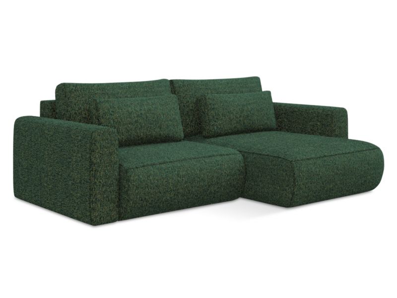 Narożnik prawostronny z funkcją spania Makamii Kapua z tkaniny strukturalnej 240x149 cm zielony 1 szt.