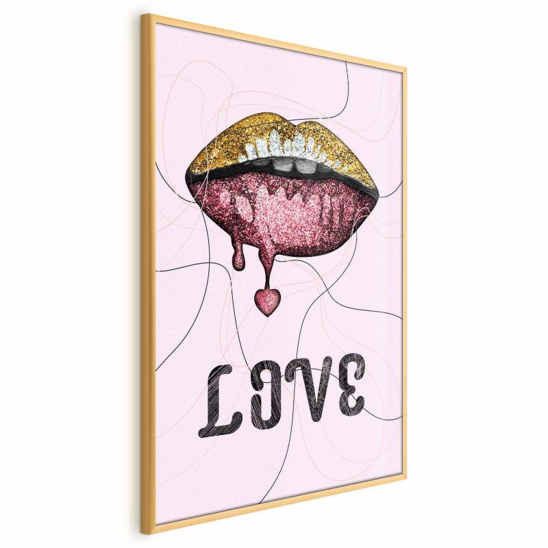 Plakat Artgeist Płynne usta 29,7x42 cm z ramą złotą 1 szt
