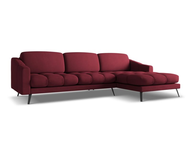 Narożnik prawostronny Makamii Nalu z tkaniny szenilowej 264x160 cm bordo 1 szt.