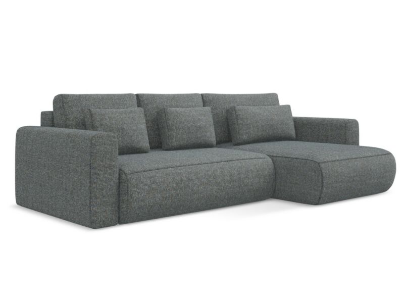 Narożnik prawostronny z funkcją spania Makamii Kapua z tkaniny strukturalnej 278x149 cm stalowy 1 szt.