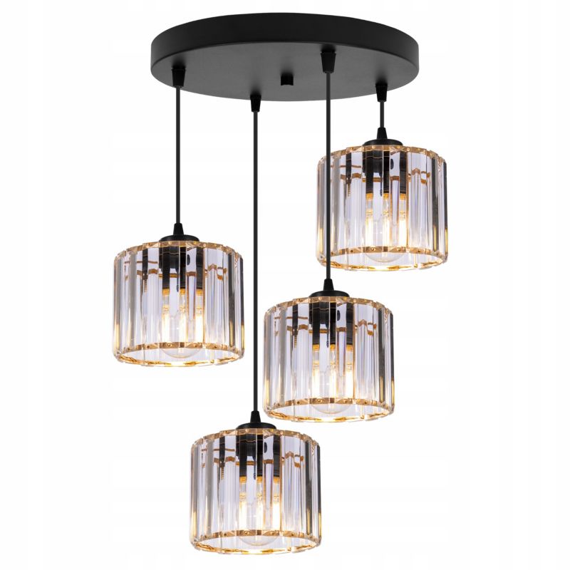 Lampa sufitowa wisząca okrągła Light Home LH Holdi 4x E27 60W klosz złote szkło 1szt.