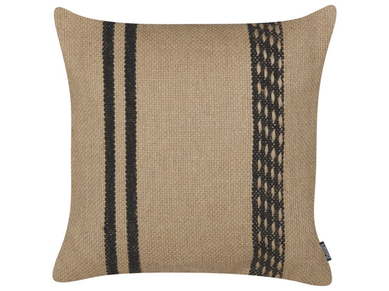 Poduszka dekoracyjna Desalix Juta 45 x 45 cm Paski Beżowy 1 szt.