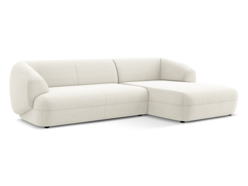 Narożnik prawostronny Makamii Moana z weluru 280x156 cm jasny beż 1 szt.