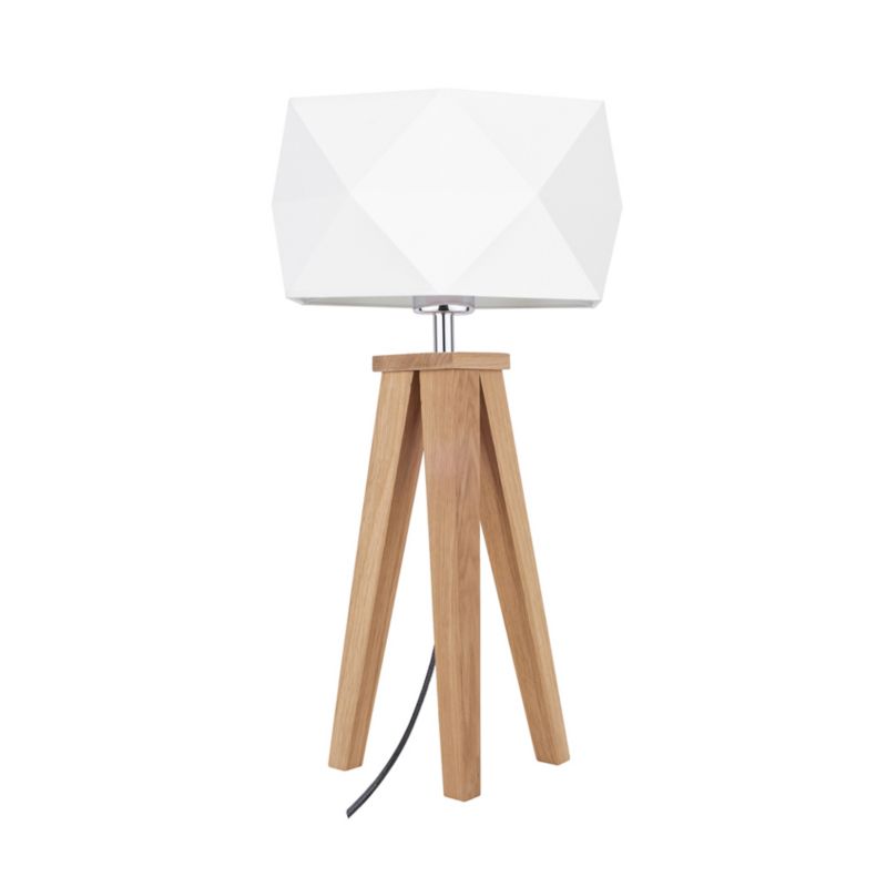 Drewniana Lampa Stołowa SPOT Light 1xE27 Max.60W Dąb Olejowany FSC z Białym Abażurem, Polski Producent, 1szt.