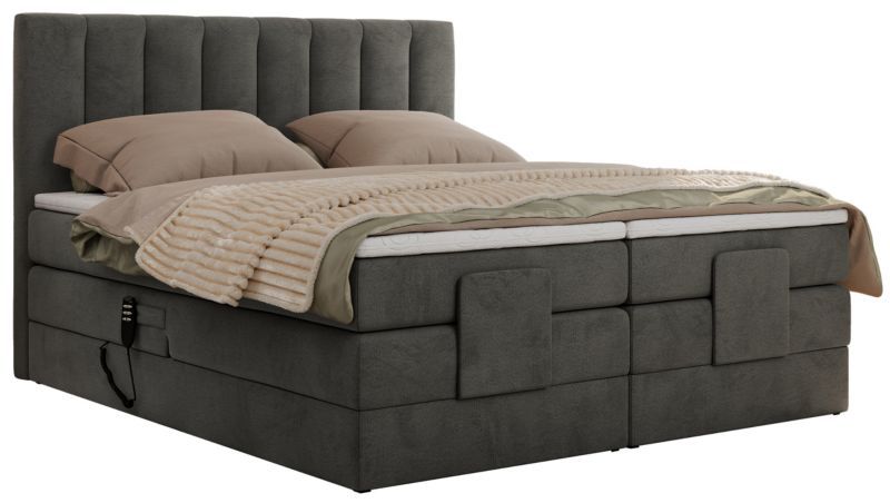 Łóżko kontynentalne MKS Meble COMFORTO 140x200 H4 Ciemnoszary welvet 1szt