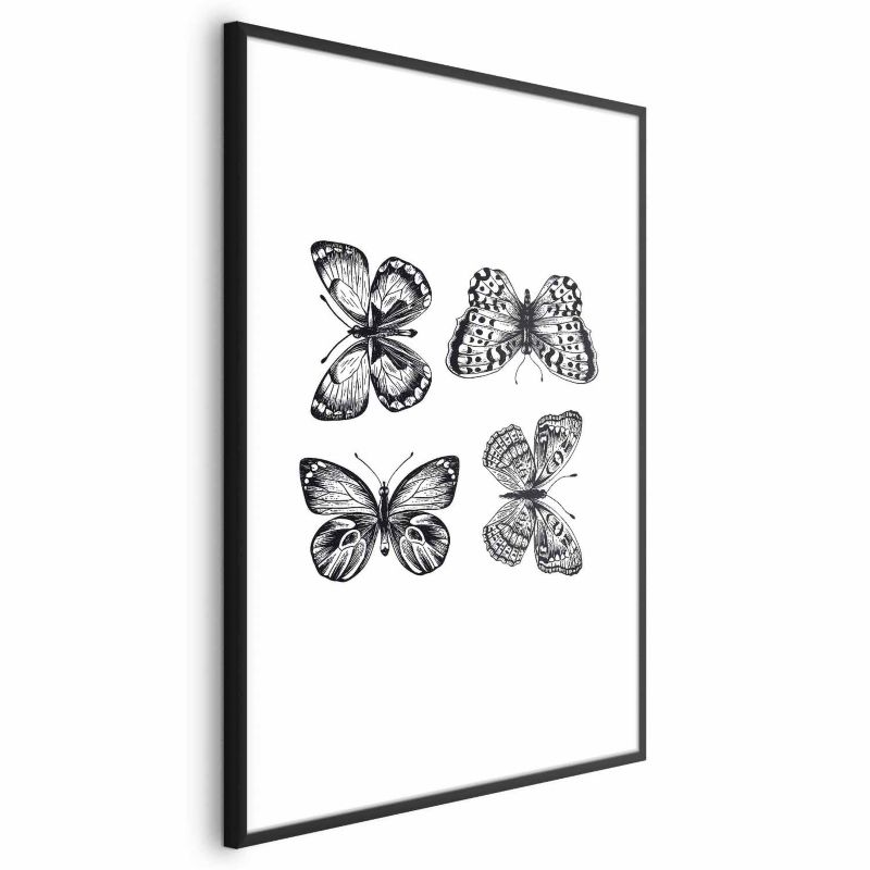 Plakat Artgeist Cztery motyle 40x60 cm z ramą czarną 1 szt