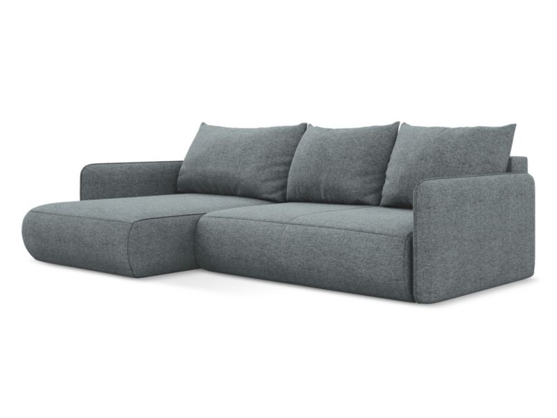 Narożnik lewostronny z funkcją spania Makamii Nanea z tkaniny szenilowej 240x148 cm jeans 1 szt.