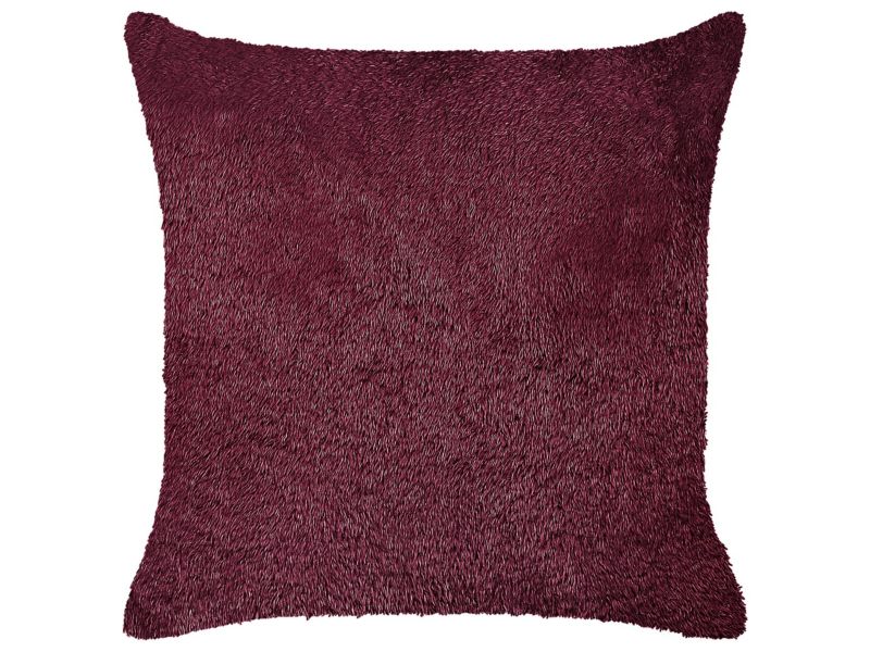 Poduszka dekoracyjna Pilea Sztuczne futro 45 x 45 cm Jednolity Burgundowy 1 szt.