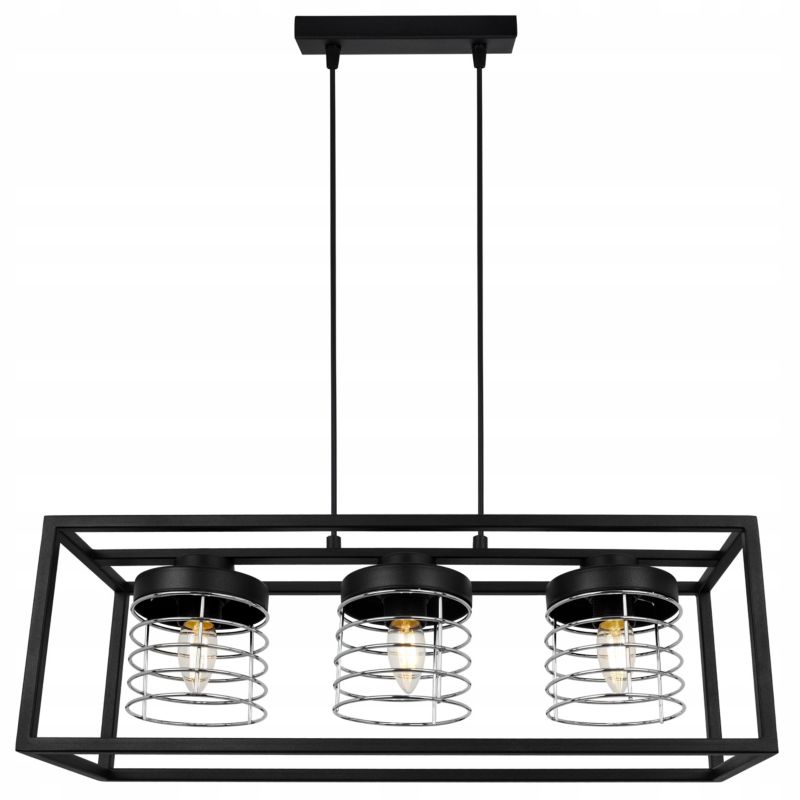 Lampa sufitowe wisząca Light Home LH Rasti Cage Klatka 3x E27 60W czarny/srebrny 1szt.