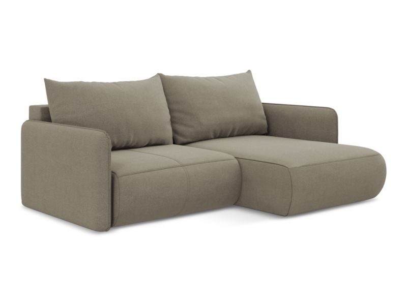 Narożnik prawostronny z funkcją spania Makamii Nanea z tkaniny strukturalnej 207x148 cm ciemny beż 1 szt.