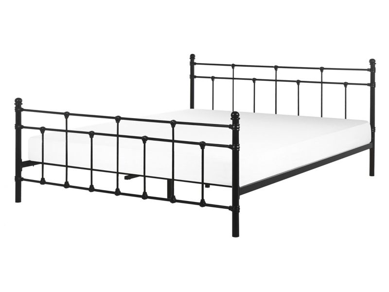Łóżko metalowe 140 x 200 cm czarne Lynx 1 szt.
