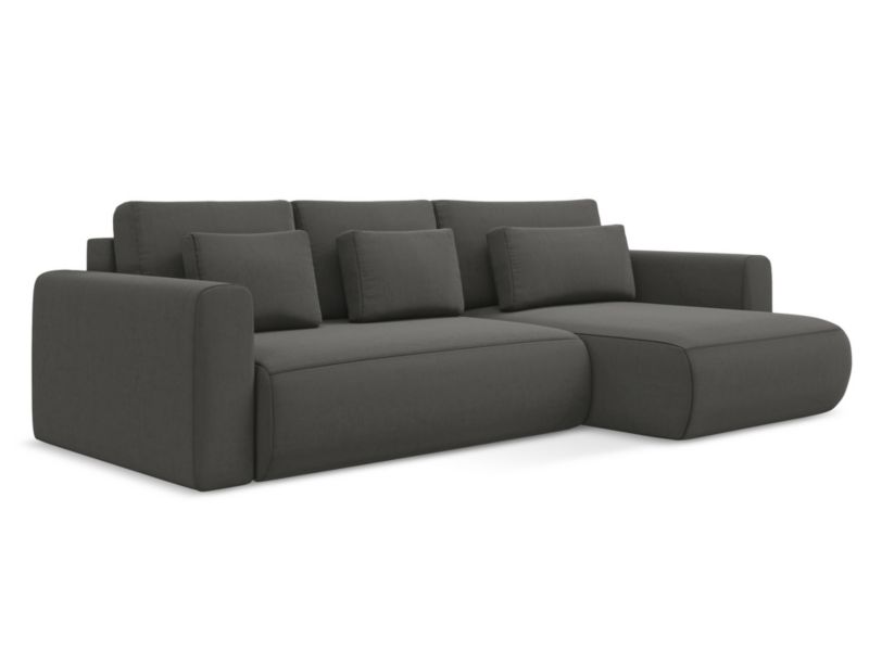 Narożnik prawostronny z funkcją spania Makamii Kapua z weluru 278x149 cm stalowy 1 szt.