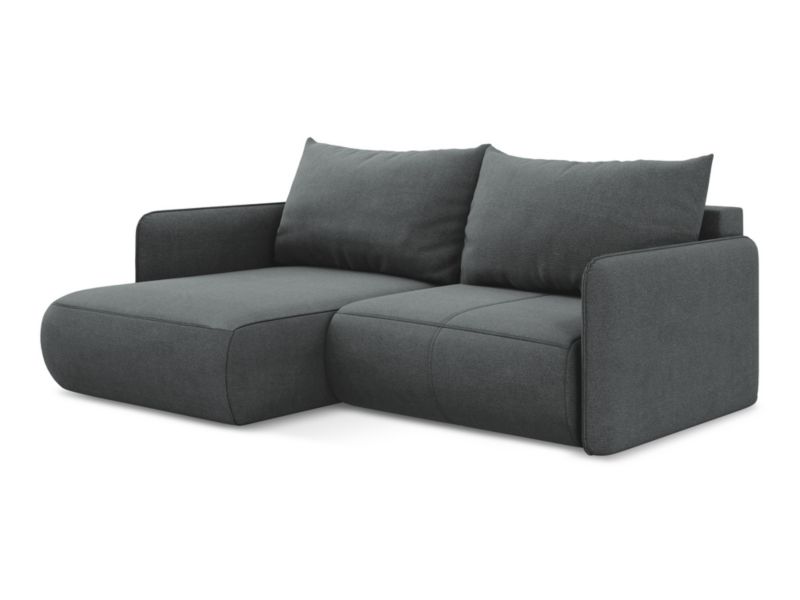 Narożnik lewostronny z funkcją spania Makamii Nanea z tkaniny strukturalnej 207x148 cm szary 1 szt.