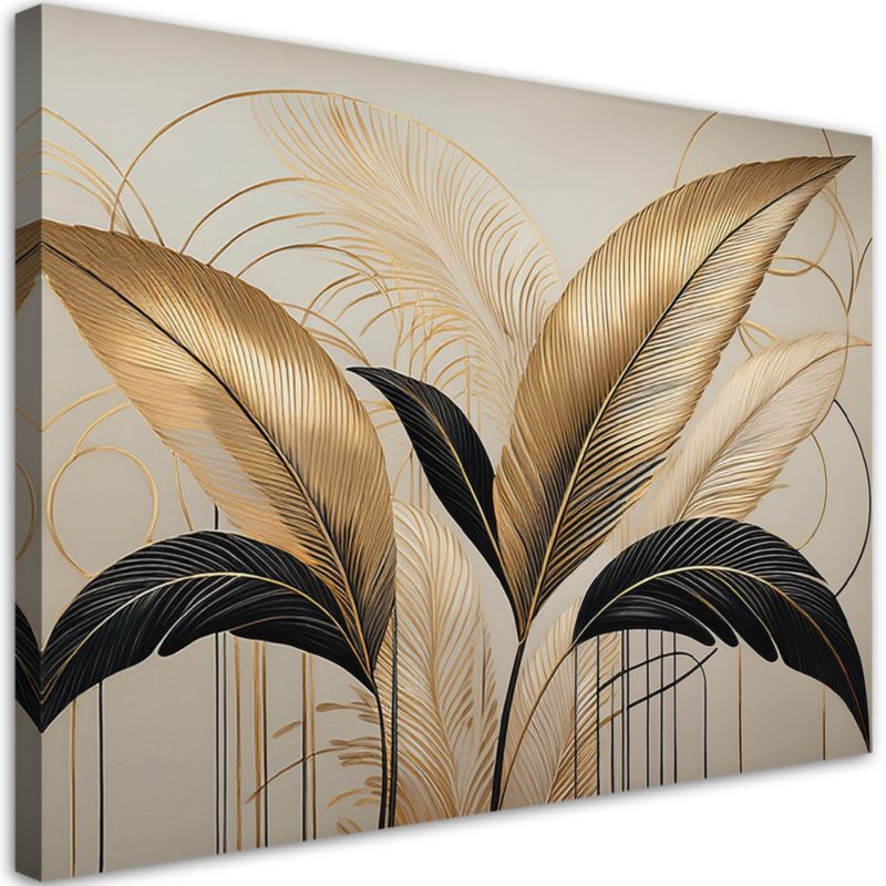 Obraz do salonu Feeby Liście Boho Botanika Beżowy 60x40 cm 1szt