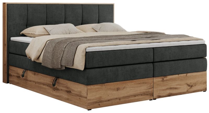 Łóżko kontynentalne MKS Meble ALBERO 1 KING 140x200 H4 Ciemnoszary struktura 1szt.