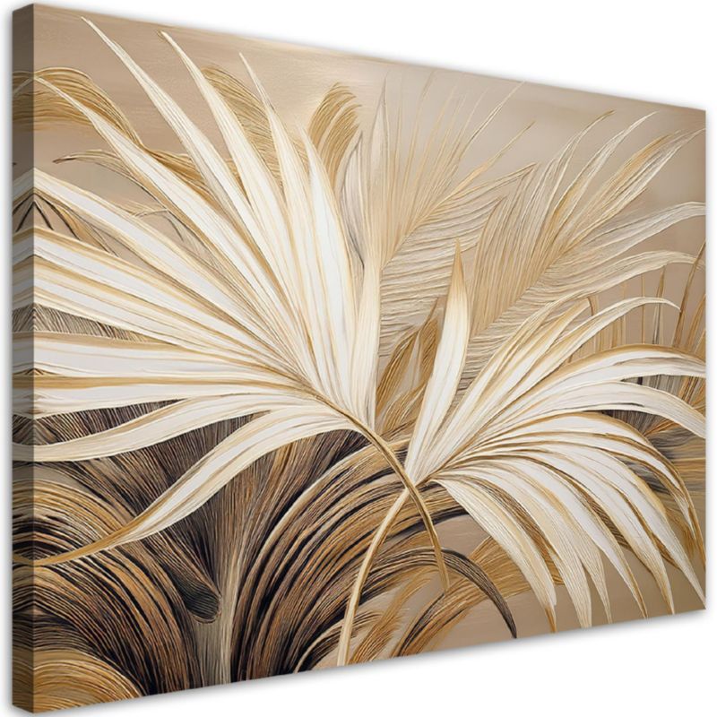 Obraz do salonu Feeby Liście Tropikalne w Beżu 90x60 cm 1szt