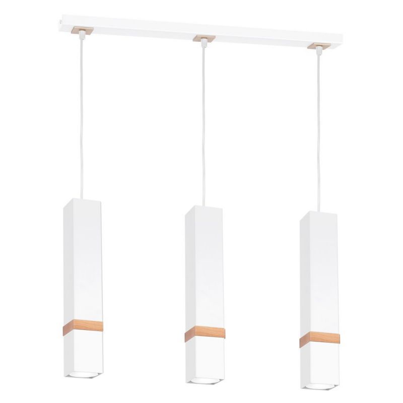 Lampa wisząca Milagro Vidar Biała Z Jasnym Drewnem 3 Punkty Świetlne 1 szt.