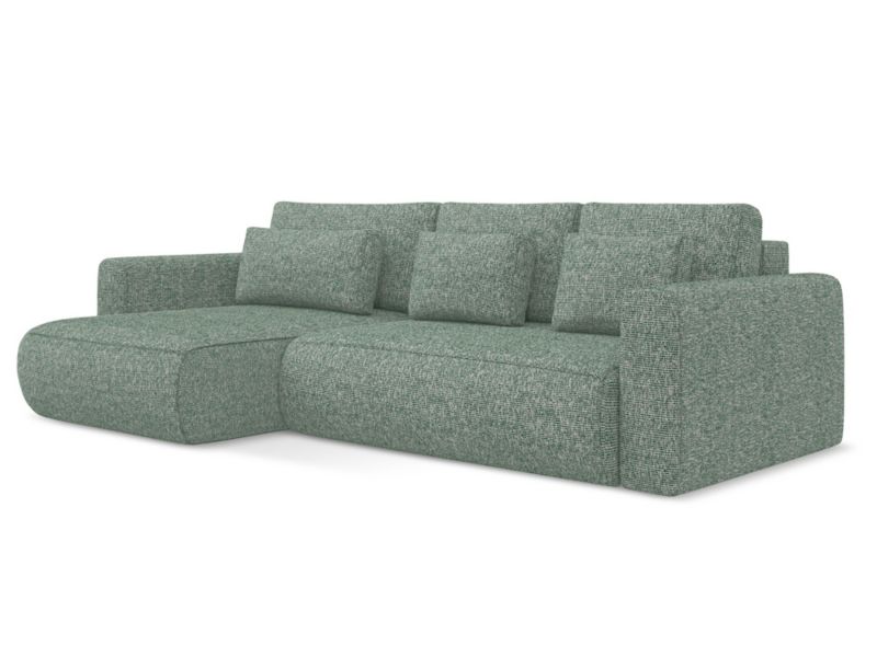 Narożnik lewostronny z funkcją spania Makamii Kapua z tkaniny strukturalnej 278x149 cm jasnozielony 1 szt.