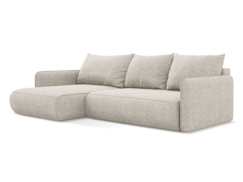 Narożnik lewostronny z funkcją spania Makamii Nanea z tkaniny szenilowej 240x148 cm srebrny 1 szt.