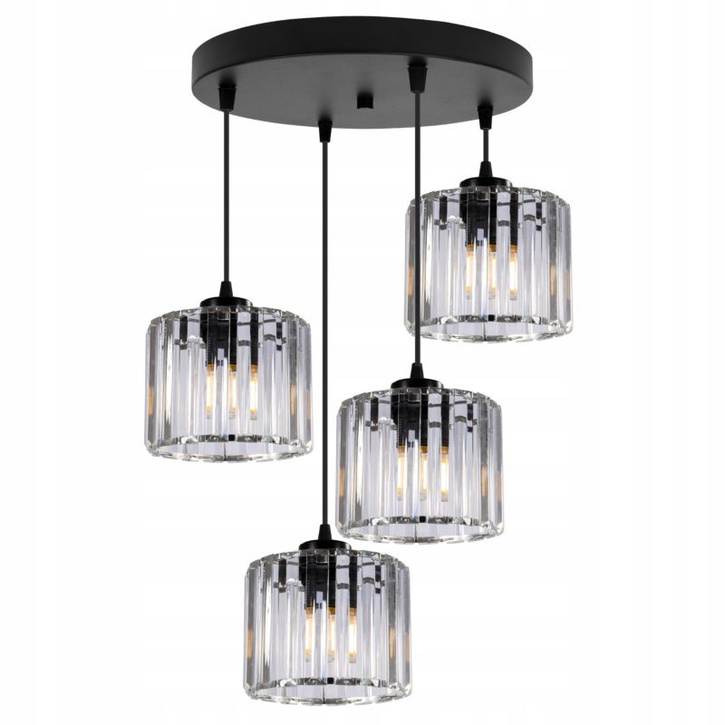 Lampa sufitowa wisząca okrągła Light Home LH Holdi 4x E27 60W klosz bezbarwne szkło 15cm 1szt.