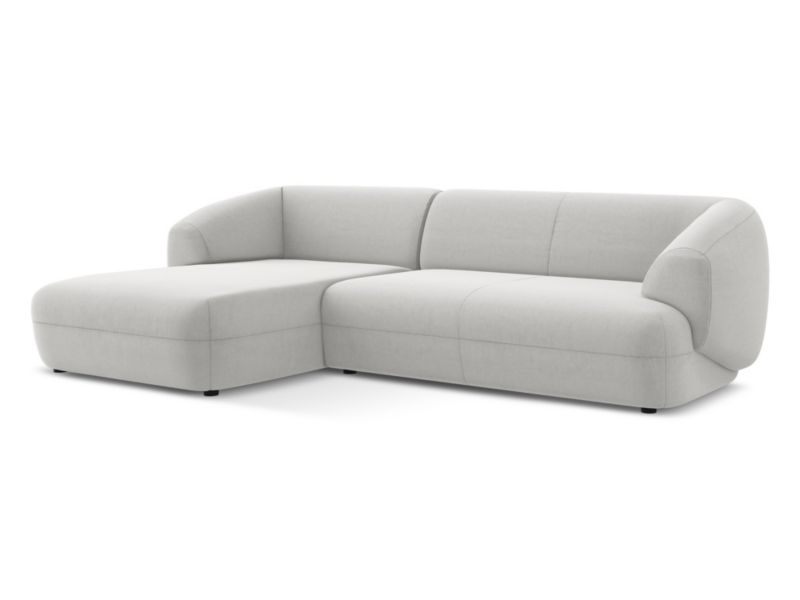 Narożnik lewostronny Makamii Moana z weluru 280x156 cm srebrny 1 szt.