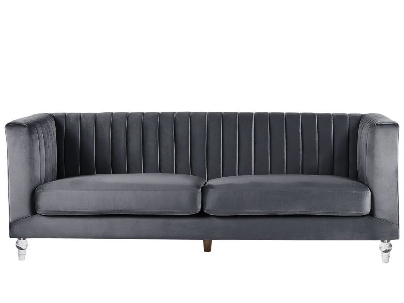 Sofa 3-osobowa welurowa ciemnoszara Arvika 1 szt.