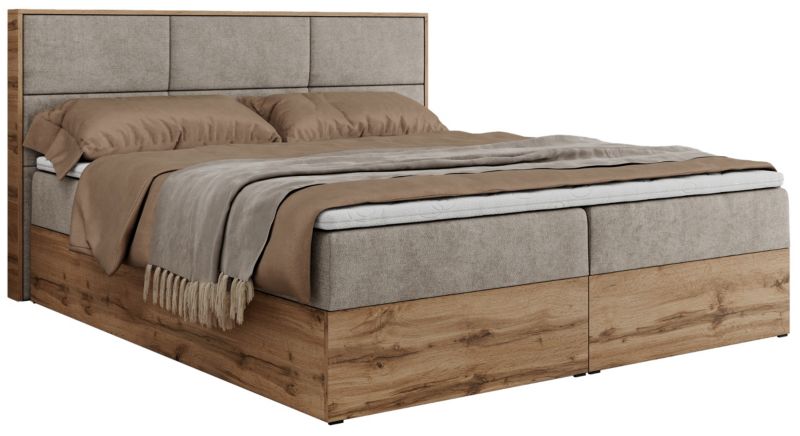 Łóżko kontynentalne MKS Meble ALBERO 2 160x200 H3 Beżowy struktura 1szt.