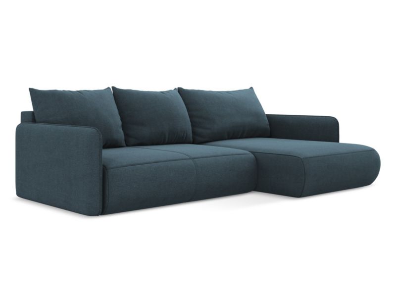 Narożnik prawostronny z funkcją spania Makamii Nanea z tkaniny strukturalnej 240x148 cm jeans 1 szt.