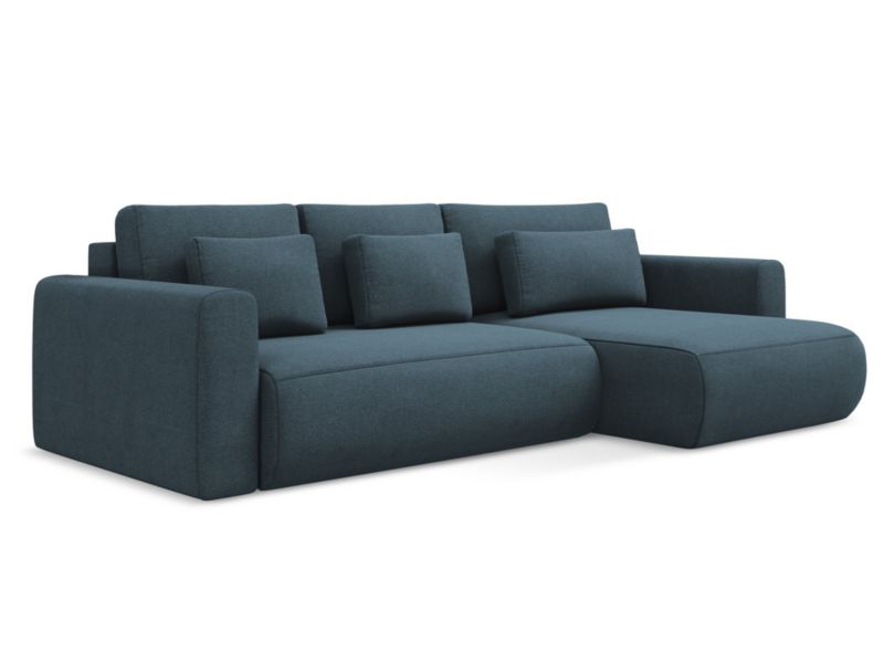 Narożnik prawostronny z funkcją spania Makamii Kapua z tkaniny strukturalnej 278x149 cm jeans 1 szt.