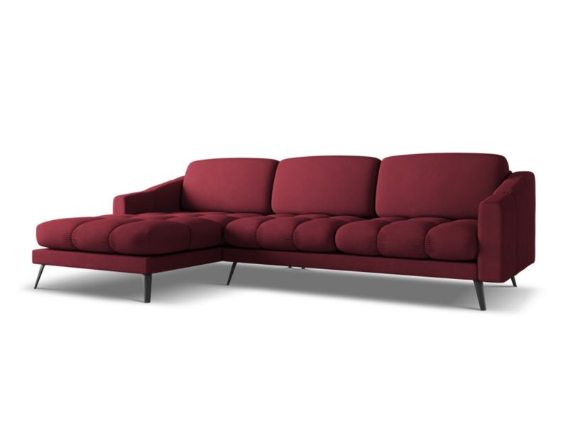 Narożnik lewostronny Makamii Nalu z tkaniny szenilowej 264x160 cm bordo 1 szt.