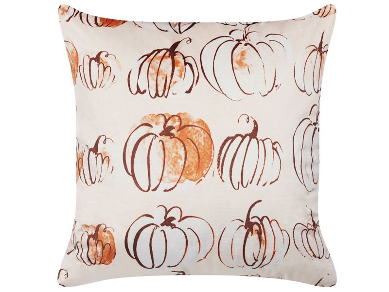 Poduszka dekoracyjna Cucurbita Welur 45 x 45 cm Roślinny Beżowy 1 szt.