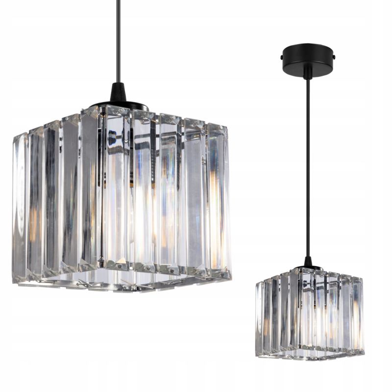 Lampa sufitowa wisząca Light Home LH Holdi 1x E27 60W klosz kwadratowy szkło 1szt.