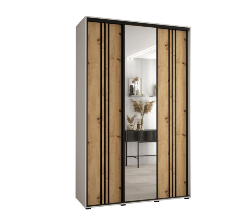 Szafa przesuwna Abiks DAVOS 7 wysoka szer.150cm gł.60cm biały/artisan/czarny 1szt.