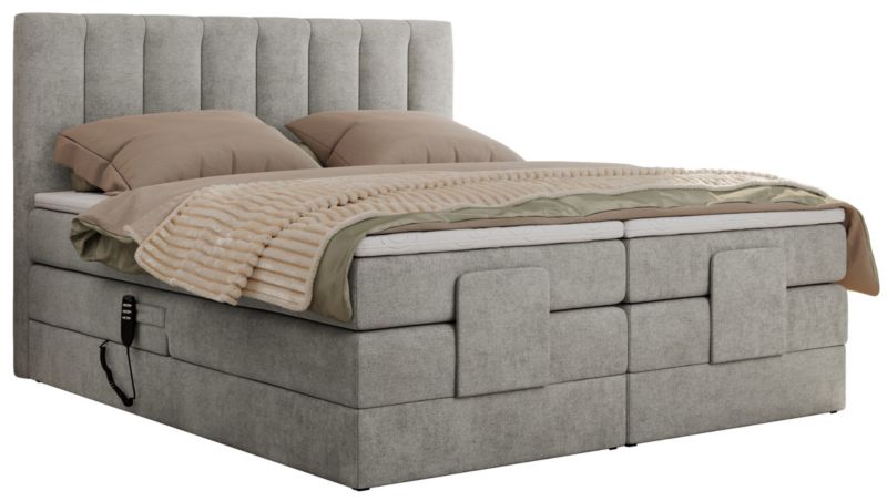 Łóżko kontynentalne MKS Meble COMFORTO 180x200 H4 Jasnoszary struktura 1szt