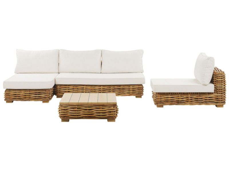 Zestaw wypoczynkowy ogrodowy Varallo Rattan Naturalny 1 kpl