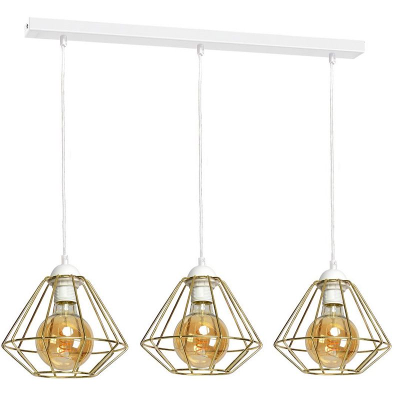 Lampa wisząca Milagro Lupo Biała Złoty Klosz 3xE27 1 szt.