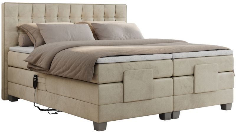Łóżko kontynentalne MKS Meble ELECTRO 180x200 H3 Beżowy welvet 1szt