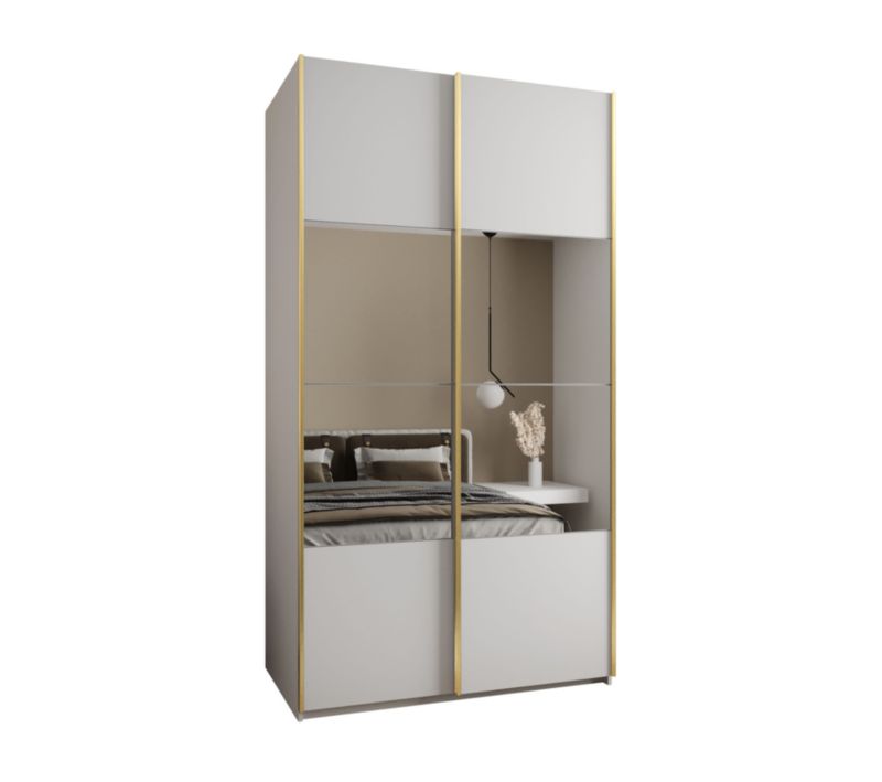 Szafa przesuwna Abiks LUX 4 wysoka szer.130cm biały/biały/złoty 1szt.