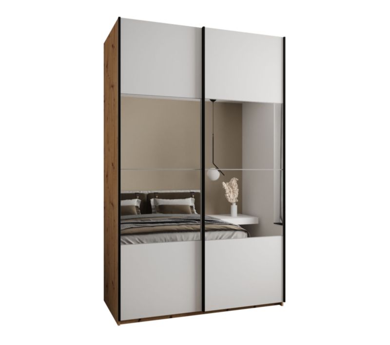Szafa przesuwna Abiks LUX 4 wysoka szer.150cm artisan/biały/czarny 1szt.