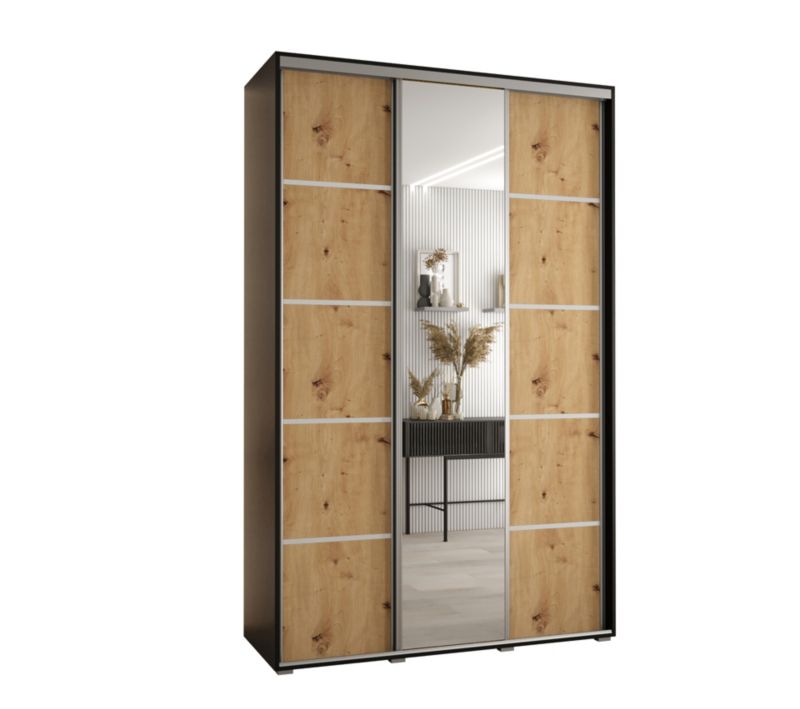 Szafa przesuwna Abiks DAVOS 5 wysoka szer.150cm gł.60cm czarny/artisan/srebrny 1szt.