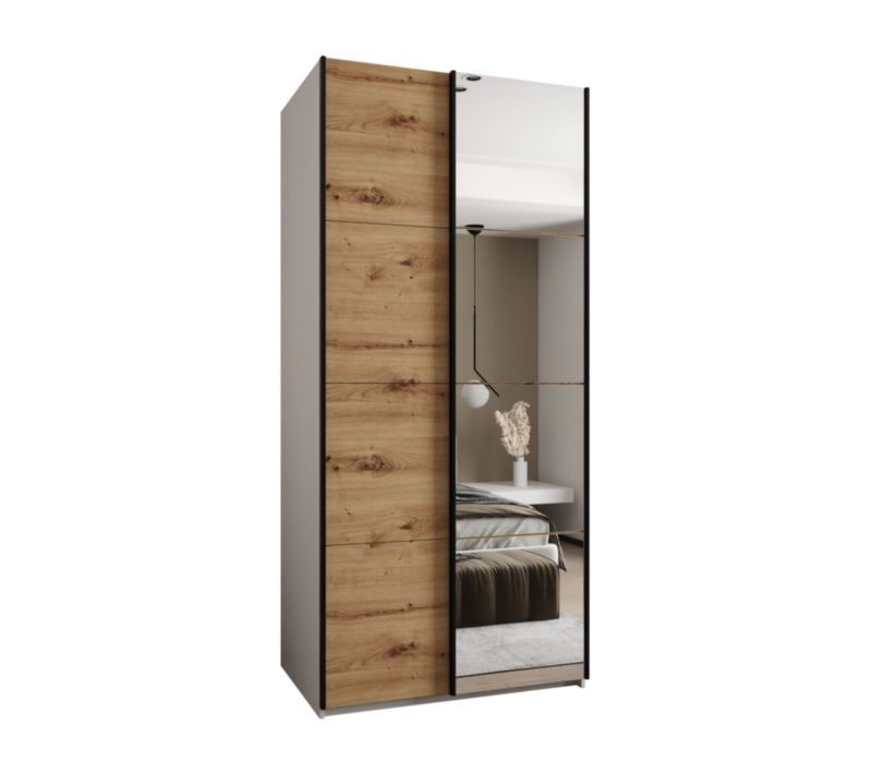 Szafa przesuwna Abiks LUX 3 wysoka szer.100cm biały/artisan/czarny 1szt.