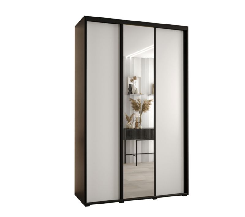 Szafa przesuwna Abiks DAVOS 3 wysoka szer.150cm gł.60cm czarny/biały/czarny 1szt.