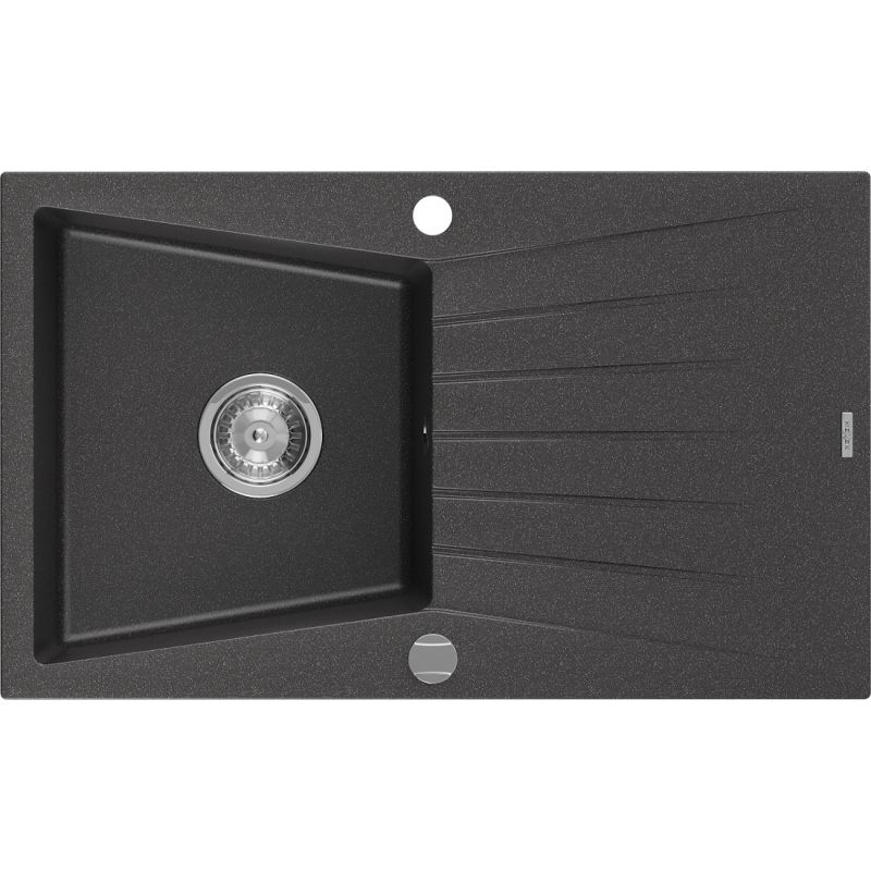 Zlewozmywak wpuszczany Mexen Cesar 1-komorowy czarny/srebrny metalik 775x470 mm - 6514771010-73 1 szt.