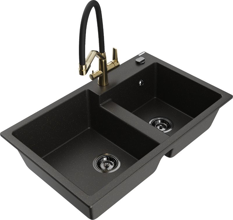 Zlewozmywak granitowy Mexen Vito 1-komorowy szary 520x490 mm - 6503521000-71-G 1 szt.